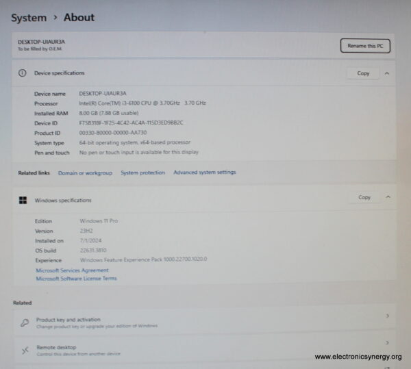 Custom Multimedia PC – Intel i3-6100, 8GB RAM, 200GB SSD, Windows 11 Pro - Image 7
